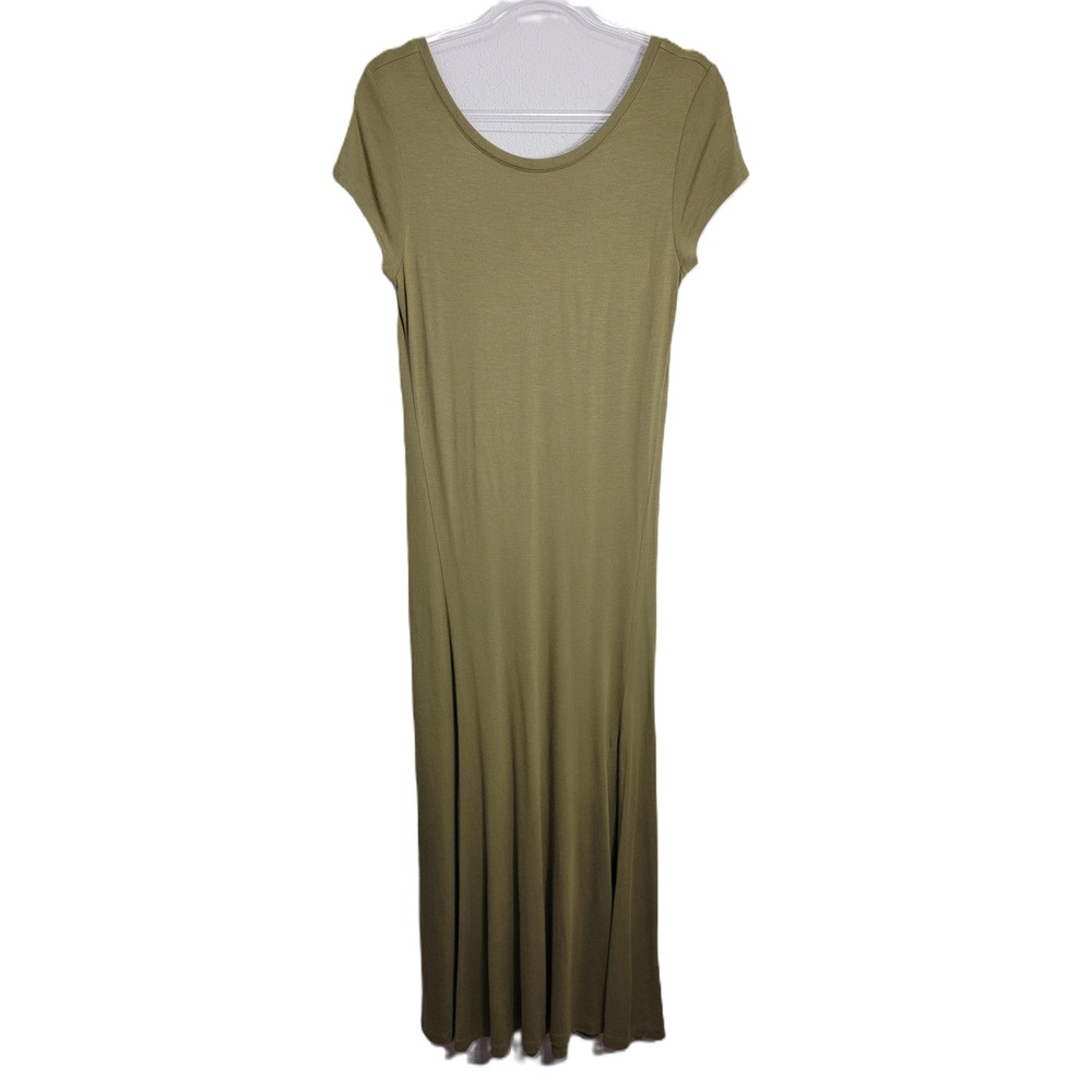 Polo Ralph Lauren Womens M Maxi Dress Olive Green Lyocell Scoop Neck Slit